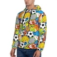 thumbnail image 2 of KLL Various Balls Print Mens Hoodie Long Sleeve Casual Pullover Hooded Sweatshirt Fashion Drawstring Hoodies with Pocket-Medium, 2 of 6