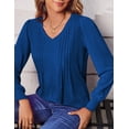 thumbnail image 5 of Fantaslook Long Sleeve Shirts for Women Fall Tops Dressy Casual Blouses Pleated V Neck Tunic Tops, 5 of 8