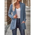 thumbnail image 3 of Women'S Long Cardigan, Autumn and Winter Long Sleeve Front Open Sweater with Pockets  Blue XL, 3 of 6
