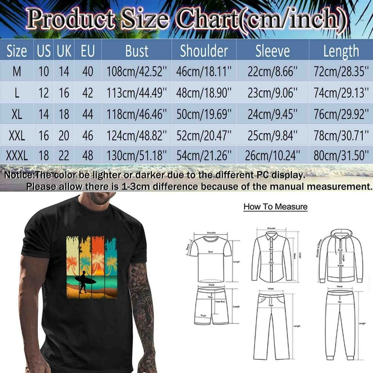 YUHAOTIN Funny Tshirts for Mens Adult Humor Male Spring and Summer Vacation  Beach Print T Shirt Round Neck Large Size Short Sleeve Top Blouse Men's