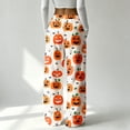 thumbnail image 4 of Halloween Fleece Pajama Pants Women Funny Pumpkin Print Flannel Pajama Pants Elastic Waist Pants Casual Lounge Bottoms, 4 of 6