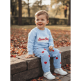 thumbnail image 6 of BemeyourBBs Toddler Baby Boys Girls Valentines Day Outfit Fall Winter Spring Clothes Lover Boy Embroidery Long Sleeve Pullover Crewneck Sweatshirt Heart Plaid Pants Cute 2Pcs Clothing Set, 6 of 9