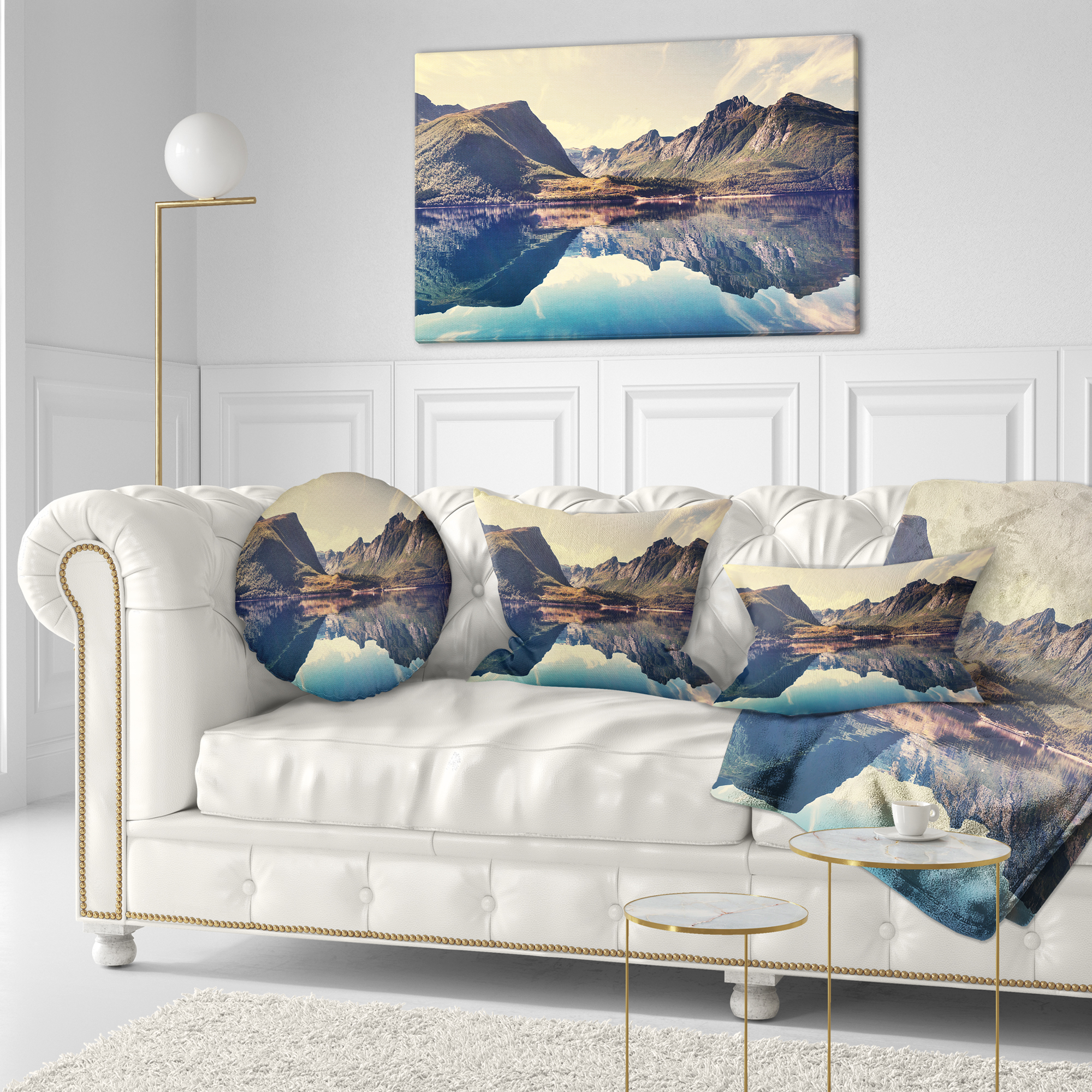 Designart Norway Summer Mountains - Landscape Photography Throw Pillow - 12x20