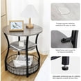 thumbnail image 4 of Small Side Table Round End Table with Storage Shelves Basket, 3-Tier Accent Corner Sofa Beside Coffee Drink Table for Small Spaces,Nightstand for Living Room, Bedroom, Greige, 4 of 13