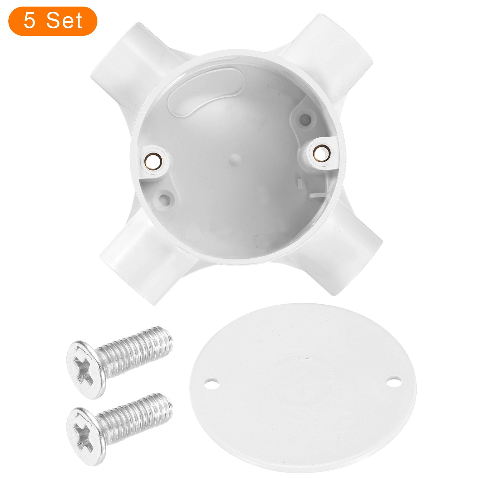 5Pcs Conduit Box Junction Box 4 Way 20mm with Cover, M4 Screws for Hose