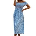 thumbnail image 1 of Vestidos adelgazantes estampados florales de manga corta de un hombro casuales de verano para mujer Fridja qw5464, 1 of 8