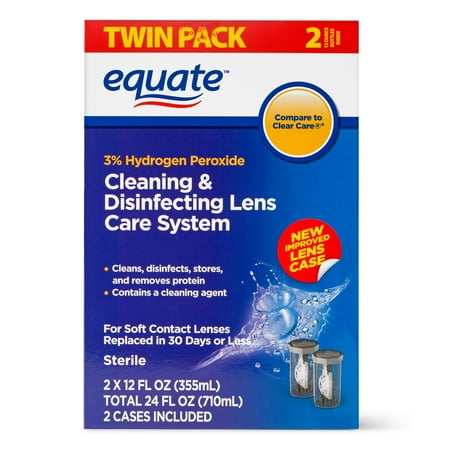 Equate Cleaning & Disenfecting Lens Care System Contact Lense Liquid, 12 Fl Oz , 2 (Best Daily Disposable Contact Lenses For Dry Eyes)