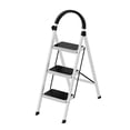 thumbnail image 2 of Step Ladder, 3 Step Ladder Folding Step Stool, Multi-Purpose Collapsible Ladder for Home or RV Outdoor Work, Heavy Duty 330 lbs Load (White, Red), 2 of 7