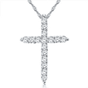 Cross Necklace for Women and Men | Christian Gifts Rhodium Plated Silver 18" Cross Chain Faith Necklace by Pivey & Co.