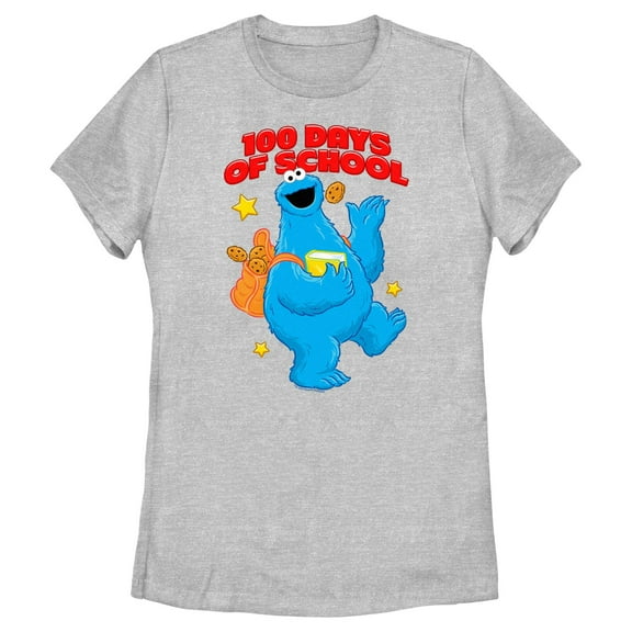 Women's Sesame Street Cookie Monster 100 Days of School Graphic T-Shirt