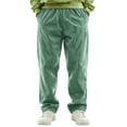 thumbnail image 2 of Zimjoy Corduroy Pants Men Elastic Waist Straight Leg Casual Pant Loose Baggy Sweatpants Men Drawstring Work Pants Trendy Trousers with Pockets, Green L, 2 of 4