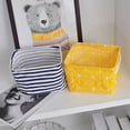 thumbnail image 3 of Canvas Fabric Baby Kids Toy Bin Storage Basket Foldable Toy Storage Organizer Bedroom Decor Nursery Hamper Kids Toy Box Clothes Gift Basket, Yellow, 3 of 5