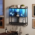 thumbnail image 3 of Gaming Floating Shelves with LED Lights, 28.7" LED Wall Mounted Shelf, 3-Tier Display Rack for Wall Storage, Floating Rack with Hanging Rod and 6 S-Hooks, for Gaming Room, Black, 3 of 9