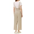 thumbnail image 3 of INSPIRE CHIC Women's Button Front High Waist Belted Straight Fit Overall Jumpsuit S Beige, 3 of 6