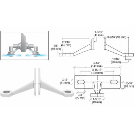 - CRL Polished Stainless Regular Duty Double Arm Fin Mount Frame Spider