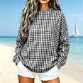 thumbnail image 4 of Women's Gingham Plaid Sweatshirt Crew Neck Long Sleeve Loose Fit Casual Pullover Top, 4 of 7