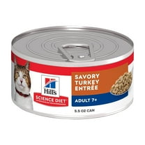 Hill's Science Diet Savory Turkey Wet Cat Food for 7 Senior Cats, 5.5oz Can 24pk
