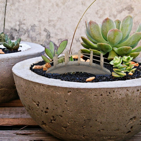 NIAIZEK 3-Piece Wooden Bonsai Landscape Bridge Set, Dark Brown Arch Bridge for Garden, Miniature Decor