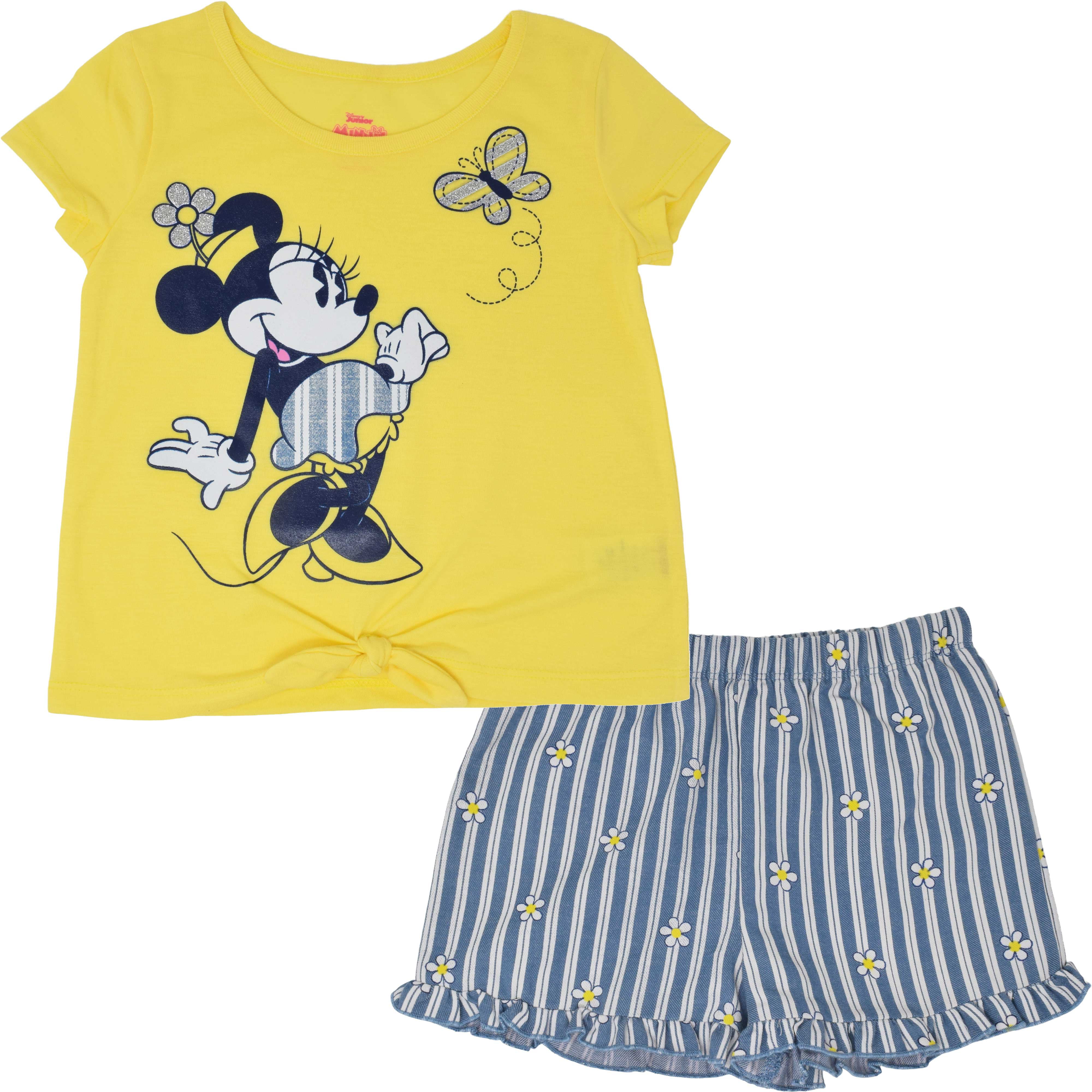SIZES YELLOW Disney Girls Printed Shorty Sets NEW 2,3 & 4 YEARS 