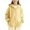 thumbnail image 5 of Fleece Jackets for Girls with Hood Long Sleeve Pockets Winter Coat Casual Warm Zip Up Hoodie Sweater Outerwear (14-15 Years, Khaki), 5 of 6