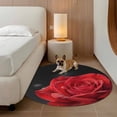 thumbnail image 2 of Red Rose Round Area Rug 3.3Ft Washable Circle Rugs for Dining Room Table, Abstract Spring Flowers Vintage Black Non-Slip Carpet Floor Mats Indoor Outdoor Carpet Runner Aesthetic Home Decor, 2 of 8