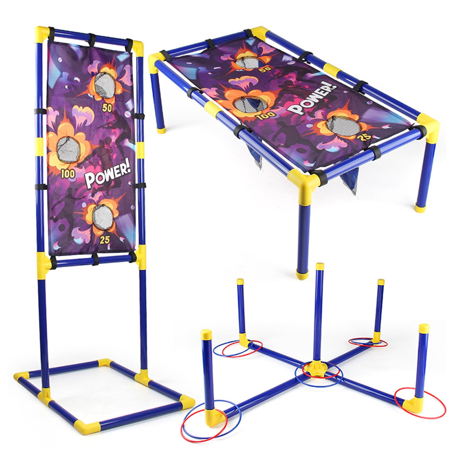 Ensemble de plateau de cornhole 3 en 1 avec rouleau et score, jeu de lancer et lancer de balles, jouets de carnaval en plein air pour enfants et adultes, jeux de cour