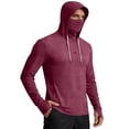 thumbnail image 2 of Men's Sun Protection Hoodie with Built-in Face Mask and Long Sleeves Featuring Ice Silk Fabric in Black Blue Brown Green for Summer Fishing Hiking Cycling or Outdoor Work Hot Pink XXL, 2 of 5
