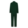 thumbnail image 4 of Ediodpoh Satin Silk Button Down Pajamas PJ's Sets Solid Two Piece Family Matching Sleepwear Loungewear Long Sleeve Silk Nightwear for Women Dark Green M, 4 of 9