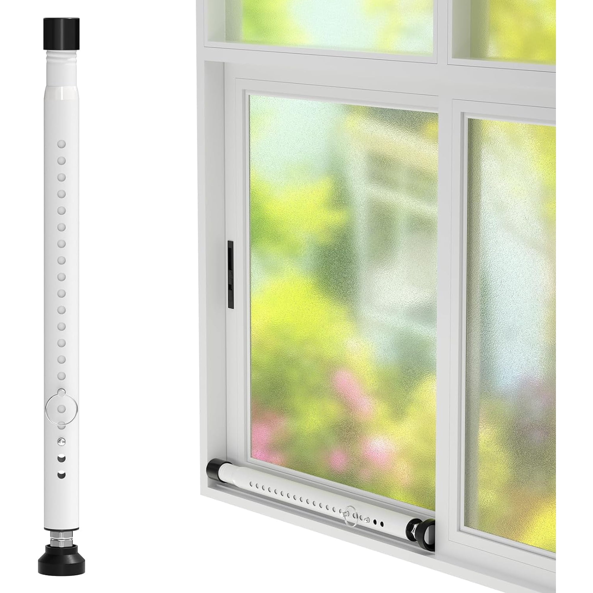 FLY HAWK Window Security Bar for House Apartment Heavy Duty, Adjustable Sliding Door Lock Bar, 18-51 inch, Matte White