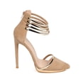 thumbnail image 2 of Liliana CA25 Women Suede Pointy Toe Gold Metallic Strappy Ankle Cuff Platform Stiletto Pump, 2 of 5
