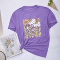 thumbnail image 3 of Blusas de Verano de las Mujeres Flor Impresa Cuello Redondo Manga Corta Superior, Verano Superior de las Mujeres, 3 of 4