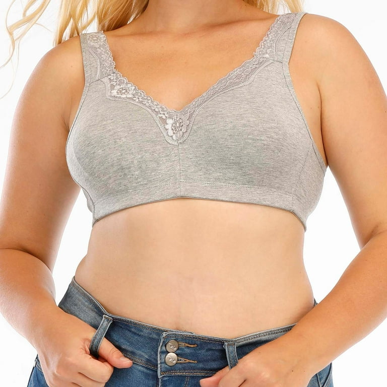 QUYUON Clearance Unlined Demi Bra Women's Large  Breathable,Sweat-absorbing,Collated,Lace,Pure Cotton Comfortable Bra  Comfort Stretch Balconette Bra Gray 100B 
