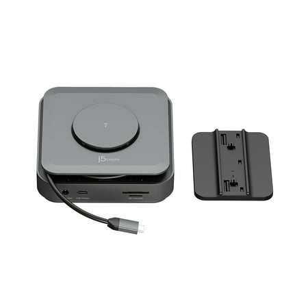 j5create - USB-C Dual 4K HDMI Docking Station with 15W Wireless Charging - Space Grey