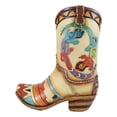 thumbnail image 3 of Rustic Southwestern Tribal Aztec 2 Gecko Lizards Cowgirl Cowboy Boot Floral Vase, 3 of 6