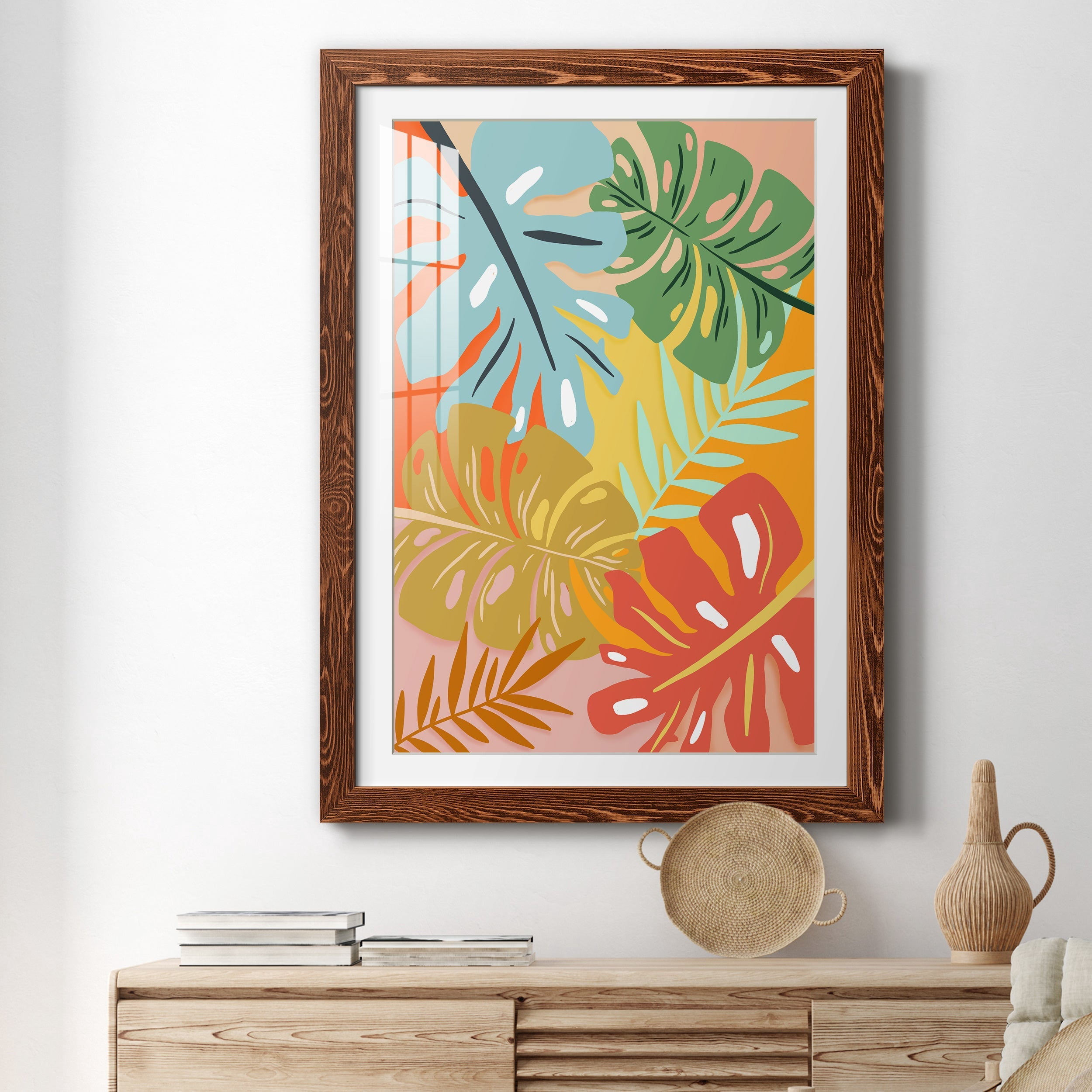 Tropical Foliage I - Premium Framed Print - Distressed Barnwood Frame - Ready to Hang