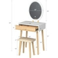 thumbnail image 5 of PULUOMIS Makeup Vanity Table Set with 3 Adjustable Lighted Mirror Small Vanity Desk with Drawer and Stool for Small Space Bedroom, 5 of 11