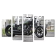 thumbnail image 1 of Juego de Cuadros Decorativos, Motocicleta Harley-Davidson Custom, Estilo Urbano Agresivo, 5 Piezas, Ideal para Garajes y Talleres, 150x80cm, 1 of 5