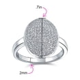 thumbnail image 4 of Bling Jewelry Womens Holiday Party Silver Cocktail Statement Ring with Cubic Zirconia Oval Pave Dome, 4 of 6