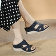 thumbnail image 2 of Siilsaa Shoes for Women Womens Sandals Summer: Comfortable Flats Elastic Ankle Strap Walking Beach Shoes Blue,8, 2 of 6