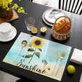 thumbnail image 3 of Farm Sunflowers Placemats Set of 8, Idyllic Country Botanical Bee Turquoise Placemats for Dining Table, Place Mats for Kitchen Tabletop, Waterproof Wipeable Dining Table Mats Set, 3 of 9