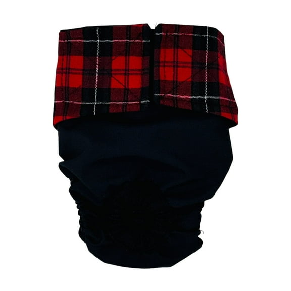 Barkertime Red Plaid on Black Cat Diaper
