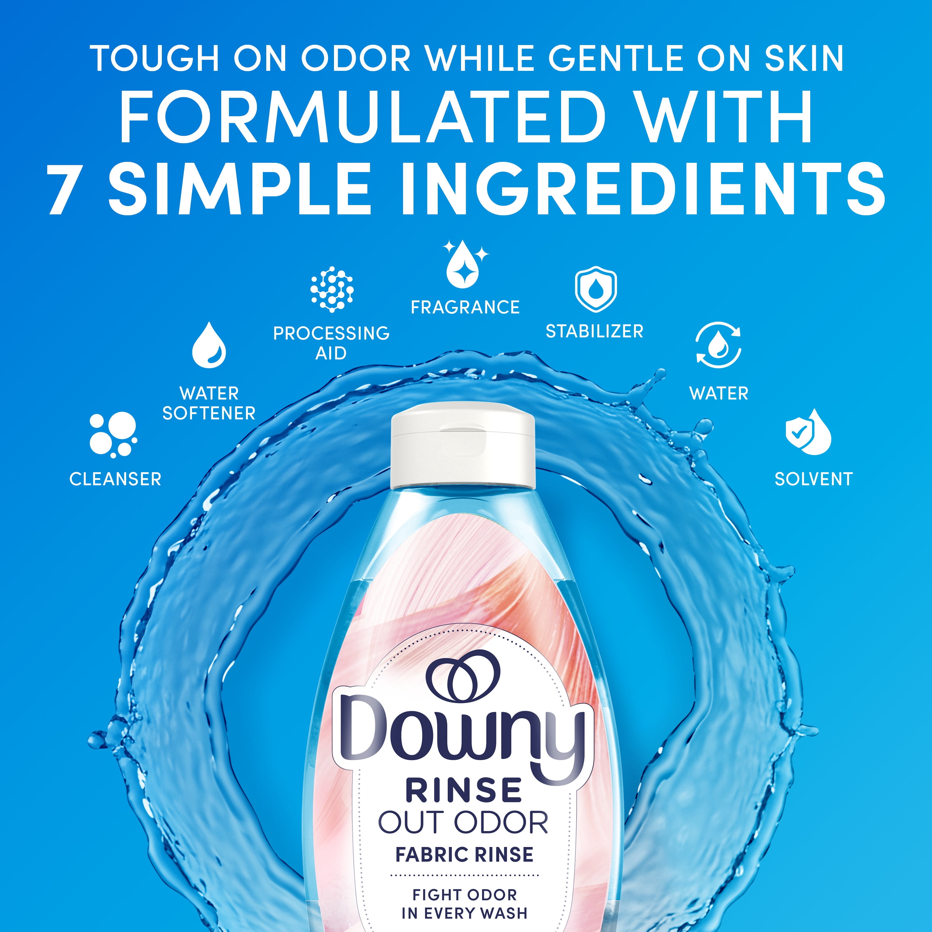 (4 pack) Downy Rinse Out Odor Laundry Rinse, Tackles Tough Odors, Spring Breeze Scent, 48 fl oz
