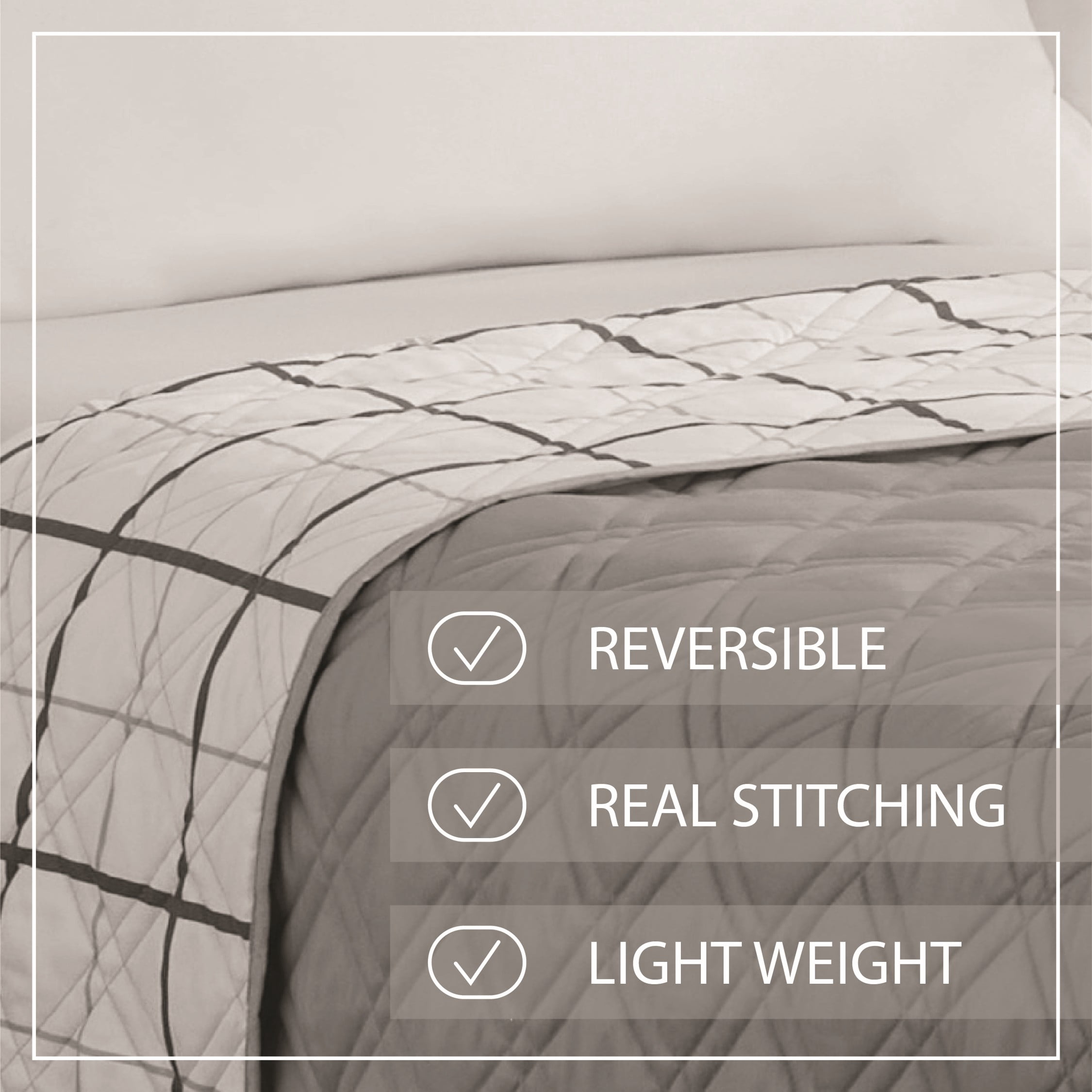 Mainstays King Pillow Sham - Soft Microfiber - Gray Plaid, Decorative Bed Sham, 1 Pack