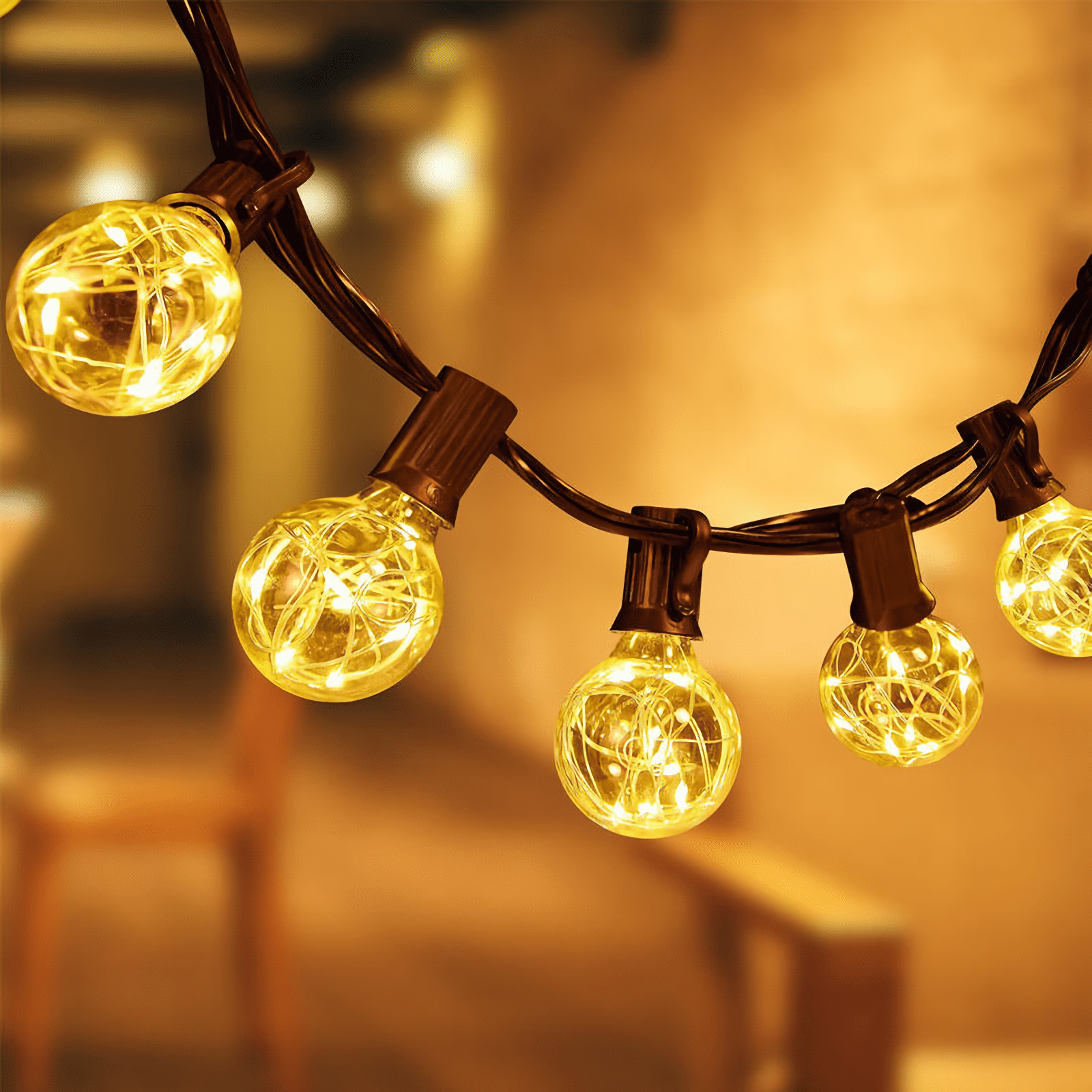 Yi Lighting 59 ft Outdoor String Light with 50pcs Shatterproof Globe LED Bulbs, Weatherproof for Patio Backyard Garden Party