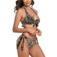 thumbnail image 2 of RELLECIGA Women's 2 Piece Bikini Sets Sexy Halter Knot Underwire Push Up Bikinis Leopard Print Two Piece Swimsuits Set Bathing Suit, 2 of 5