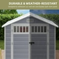 thumbnail image 4 of Wooflex 6.7 x 5.6 x 4 ft Resin Storage Shed with Floor, Air Vent, Window, Lockable Double Door, Waterproof Garden Tools, Pool Organizer, Plastic Utility Building, Light Gray, 4 of 14