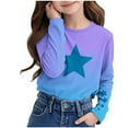 thumbnail image 2 of Kids T-Shirts Long Sleeve Gradient Color Fashion Tee Tshirts for Girls Boys Stars Print Casual Spring Fall Tops (7 Years, Dark Blue), 2 of 7