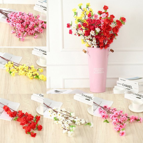 Ruibeauty Artificial Cherry Plum Peach Blossom Branch Fake Silk Flower Tree Fake Plants for Wedding Home Christmas Indoor Outdoor Decorative, Pink
