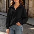 thumbnail image 2 of Cethrio Girls Collared Sweatshirts, Crew Neck Long Sleeve Casual Half-zip Fall Tops Black Size 9-10 T, 2 of 8