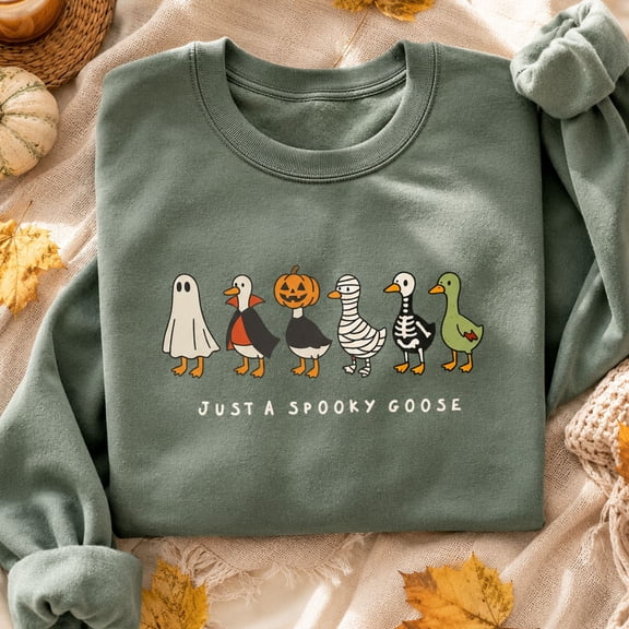 Halloween Shirt, Just a Spooky Goose Sweatshirt, Cute Ghost Duck Costume Hoodie, Funny Halloween T-Shirt, Goose Lover Gift for Women and Men